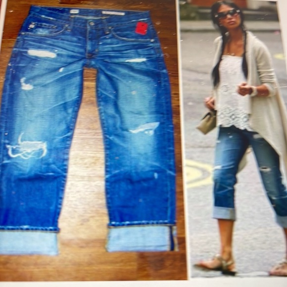 AG 17 YR-DAMAGED EX-BOYFRIEND CROPPED RIPPED JEANS - Picture 2 of 10